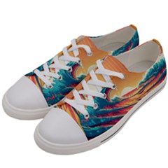 Waves Ocean Sea Tsunami Nautical Art Nature Men s Low Top Canvas Sneakers by uniart180623