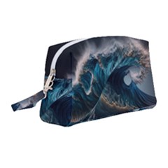 Tsunami Waves Ocean Sea Water Rough Seas Wristlet Pouch Bag (medium) by uniart180623