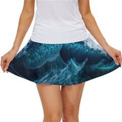 Tsunami Waves Ocean Sea Water Rough Seas Women s Skort by uniart180623