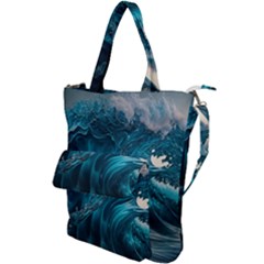 Tsunami Waves Ocean Sea Water Rough Seas Shoulder Tote Bag by uniart180623