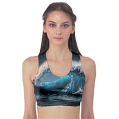 Tsunami Waves Ocean Sea Water Rough Seas Fitness Sports Bra by uniart180623