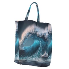 Tsunami Waves Ocean Sea Water Rough Seas Giant Grocery Tote by uniart180623