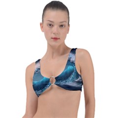 Tsunami Waves Ocean Sea Water Rough Seas Ring Detail Bikini Top by uniart180623