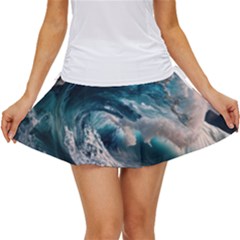 Tsunami Waves Ocean Sea Water Rough Seas Women s Skort by uniart180623