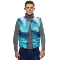 Tsunami Tidal Wave Ocean Waves Sea Nature Water Men s Button Up Puffer Vest	 by uniart180623