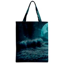 Waves Ocean Sea Tsunami Nautical Blue Sea Art Zipper Classic Tote Bag by uniart180623