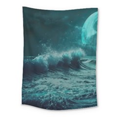 Waves Ocean Sea Tsunami Nautical Blue Sea Art Medium Tapestry by uniart180623