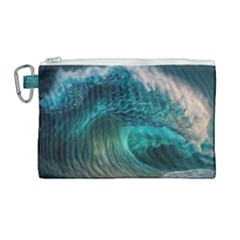 Tsunami Waves Ocean Sea Water Rough Seas Canvas Cosmetic Bag (large)