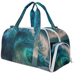 Tsunami Waves Ocean Sea Water Rough Seas Burner Gym Duffel Bag by uniart180623