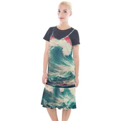 Storm Tsunami Waves Ocean Sea Nautical Nature Painting Camis Fishtail Dress by uniart180623