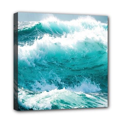 Waves Ocean Sea Tsunami Nautical Blue Sea Mini Canvas 8  X 8  (stretched) by uniart180623