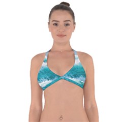 Waves Ocean Sea Tsunami Nautical Blue Sea Halter Neck Bikini Top by uniart180623