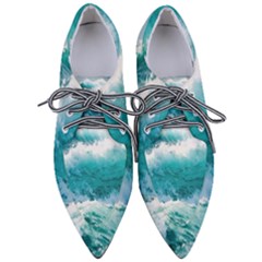 Waves Ocean Sea Tsunami Nautical Blue Sea Pointed Oxford Shoes by uniart180623