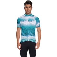 Waves Ocean Sea Tsunami Nautical Blue Sea Men s Short Sleeve Cycling Jersey by uniart180623