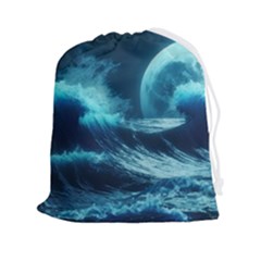 Moonlight High Tide Storm Tsunami Waves Ocean Sea Drawstring Pouch (2xl) by uniart180623