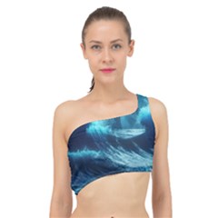 Moonlight High Tide Storm Tsunami Waves Ocean Sea Spliced Up Bikini Top  by uniart180623