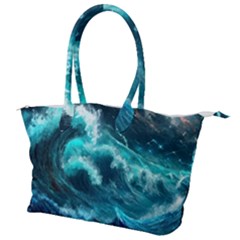 Thunderstorm Tsunami Tidal Wave Ocean Waves Sea Canvas Shoulder Bag by uniart180623