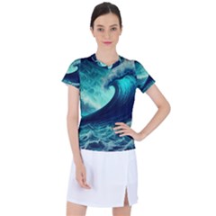 Ai Generated Waves Ocean Sea Tsunami Nautical Fantasy Women s Sports Top by uniart180623