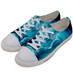 Ai Generated Waves Ocean Sea Tsunami Nautical Sea Men s Low Top Canvas Sneakers by uniart180623