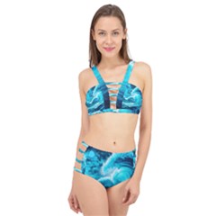 Ai Generated Waves Ocean Sea Tsunami Nautical Sea Cage Up Bikini Set by uniart180623