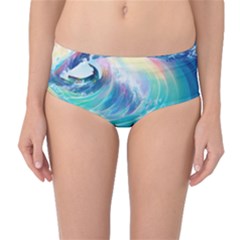 Waves Ocean Sea Tsunami Nautical Nature Water Mid-Waist Bikini Bottoms