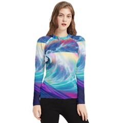 Waves Ocean Sea Tsunami Nautical Nature Water Women s Long Sleeve Rash Guard