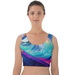 Waves Ocean Sea Tsunami Nautical Nature Water Velvet Crop Top