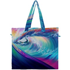 Waves Ocean Sea Tsunami Nautical Nature Water Canvas Travel Bag