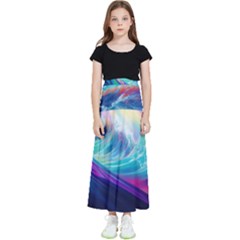 Waves Ocean Sea Tsunami Nautical Nature Water Kids  Flared Maxi Skirt