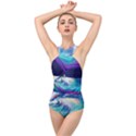 Waves Ocean Sea Tsunami Nautical Nature Water Cross Front Low Back Swimsuit View1