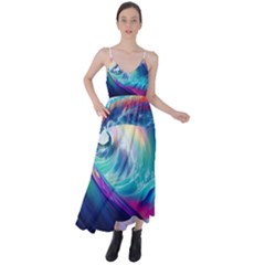 Waves Ocean Sea Tsunami Nautical Nature Water Tie Back Maxi Dress