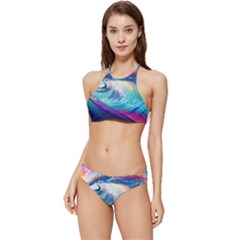 Waves Ocean Sea Tsunami Nautical Nature Water Banded Triangle Bikini Set