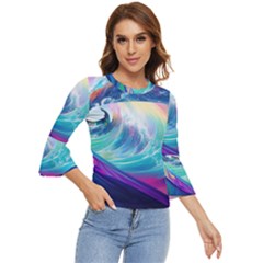 Waves Ocean Sea Tsunami Nautical Nature Water Bell Sleeve Top