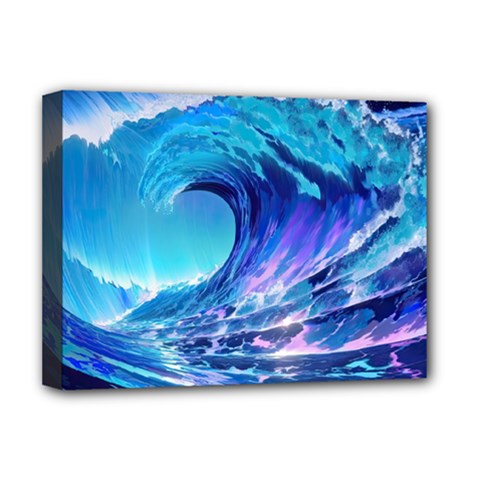 Tsunami Tidal Wave Ocean Waves Sea Nature Water Blue Deluxe Canvas 16  X 12  (stretched) 