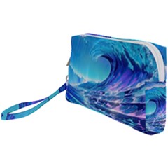 Tsunami Tidal Wave Ocean Waves Sea Nature Water Blue Wristlet Pouch Bag (small)