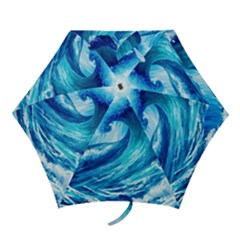 Tsunami Tidal Wave Ocean Waves Sea Nature Water Blue Painting Mini Folding Umbrellas by uniart180623