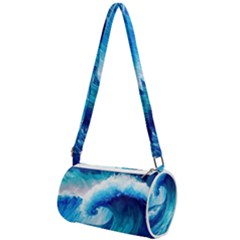 Tsunami Tidal Wave Ocean Waves Sea Nature Water Blue Painting Mini Cylinder Bag by uniart180623