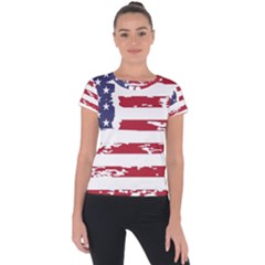 Flag Usa Unite Stated America Short Sleeve Sports Top  by uniart180623