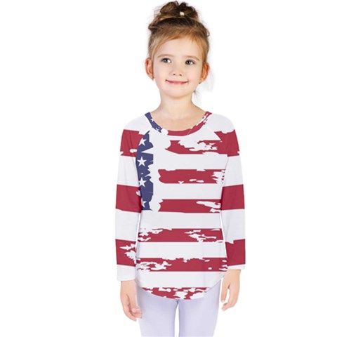 Flag Usa Unite Stated America Kids  Long Sleeve Tee by uniart180623