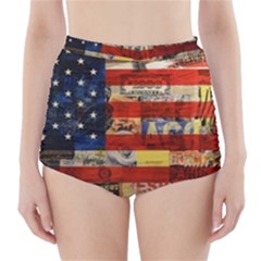 Usa Flag United States High-waisted Bikini Bottoms by uniart180623