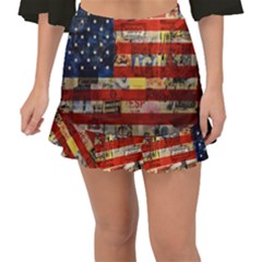 Usa Flag United States Fishtail Mini Chiffon Skirt by uniart180623