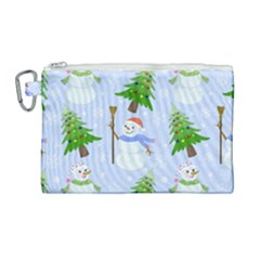 New Year Christmas Snowman Pattern, Canvas Cosmetic Bag (large)