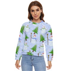 New Year Christmas Snowman Pattern, Women s Long Sleeve Raglan Tee