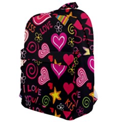 Multicolored Love Hearts Kiss Romantic Pattern Classic Backpack by uniart180623