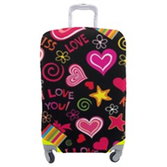 Multicolored Love Hearts Kiss Romantic Pattern Luggage Cover (medium) by uniart180623