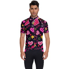Multicolored Love Hearts Kiss Romantic Pattern Men s Short Sleeve Cycling Jersey by uniart180623