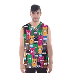 Cat Funny Colorful Pattern Men s Basketball Tank Top by uniart180623