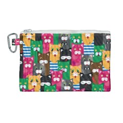 Cat Funny Colorful Pattern Canvas Cosmetic Bag (large)
