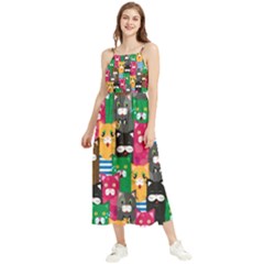 Cat Funny Colorful Pattern Boho Sleeveless Summer Dress