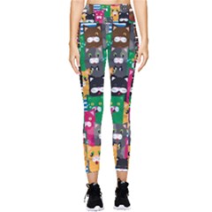 Cat Funny Colorful Pattern Pocket Leggings  by uniart180623